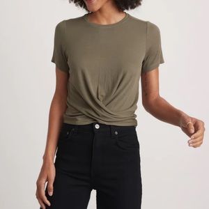 Marine Layer Lexi Rib Twist Front Top Dusty Olive Size S GUC